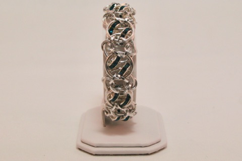 Aqua Crystal Helix Cuff in Bright Aluminum